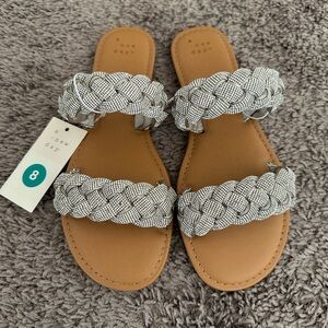 A New Day Silver Tan Braided Sandals